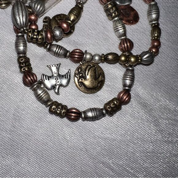 New Icon Collection Peace Bracelets Doves Peace Signs Stretch Multi Metallic - Picture 5 of 8